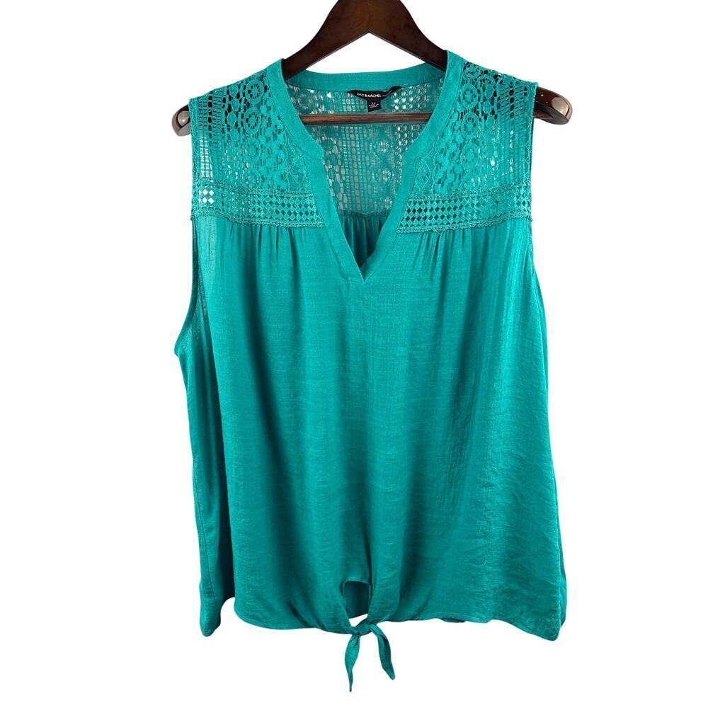 Women’s Zac & Rachel 2X Teal Sleeveless Blouse w/ Knit Neckline